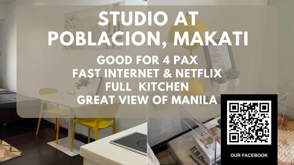 Studio at Makati center with fast net, Netflix and 40in TV